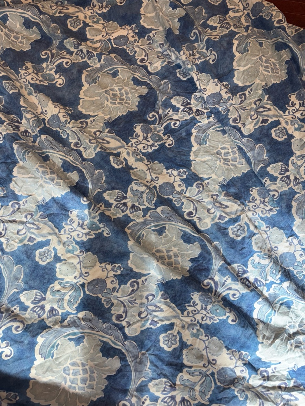 Pottery Barn Jacey Floral Blues Queen full organic cotton Duvet Cover